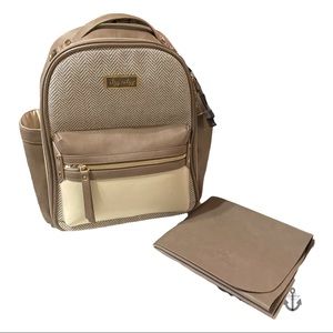 Itzy Ritzy Mini Diaper Bag Backpack with Vegan Leather Changing Pad 8 Pockets